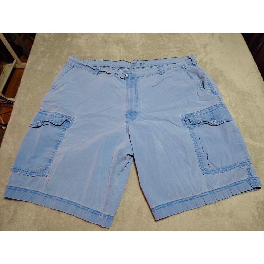 IZOD Saltwater Cargo Shorts Men 42x9.5 Baby Blue Chino Preppy College Stretch